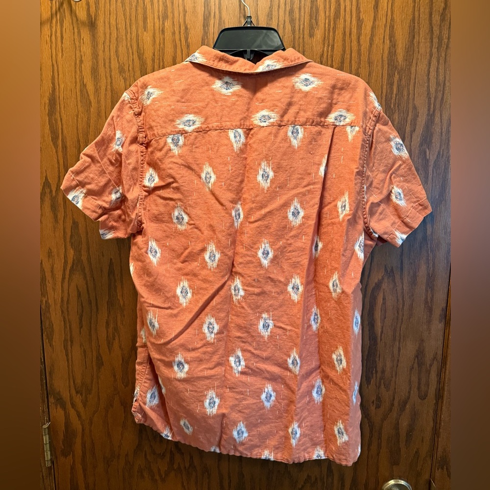 Men's Rust Orange Patterned Shirt - Picture 3 of 3